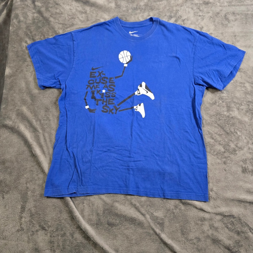 Nike Men's T-Shirt XL Blue Basketball Graphic Tee Kiss the Sky Streetwear Sports